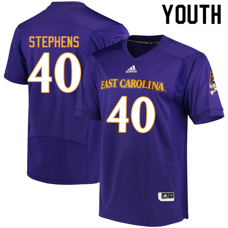 Youth #40 Chad Stephens ECU Pirates College Football Jerseys Sale-Purple